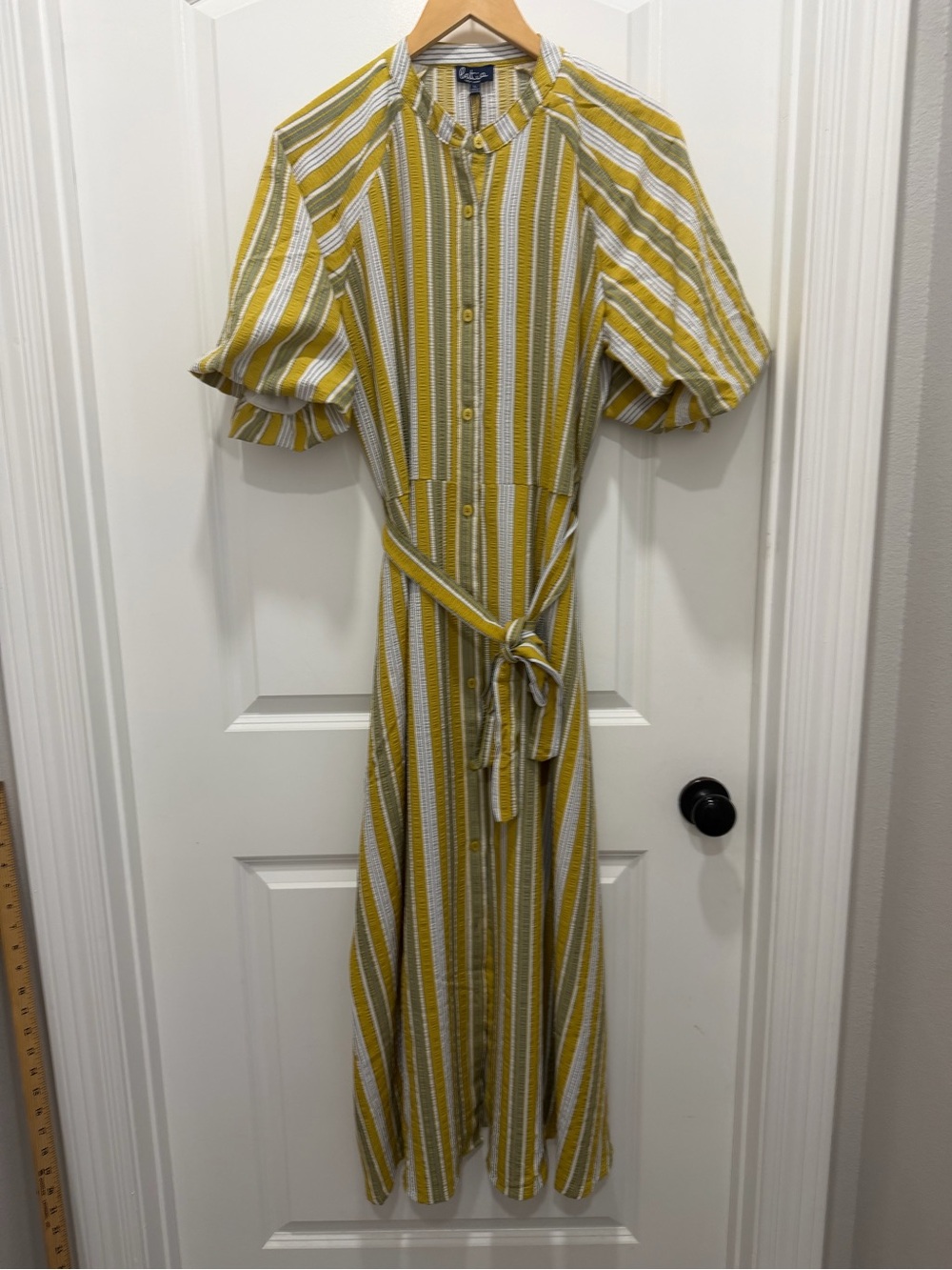 Breezy Yellow Striped Maxi Dress with Tie Waist